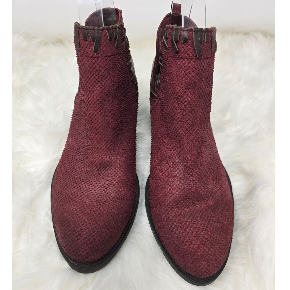 OTBT Santa Fe Boot Red Western Textured Ankle‎ Leather Women's Heal 3" Boots 8